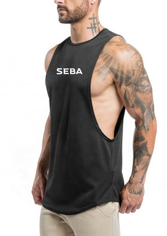 Playera negra hombre sin mangas